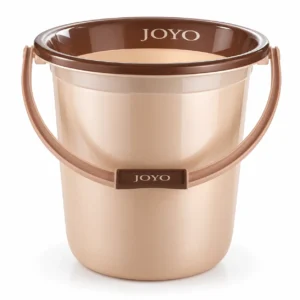 Round Printed Plastic Bucket Brown